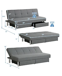 Slickblue Convertible 3-Seat Sofa Bed with 2 Large Drawers and 3 Angles
