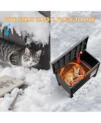 Decksplore Indoor Outdoor Cat House Weatherproof Elevated Feet Warm for Multi-Pet