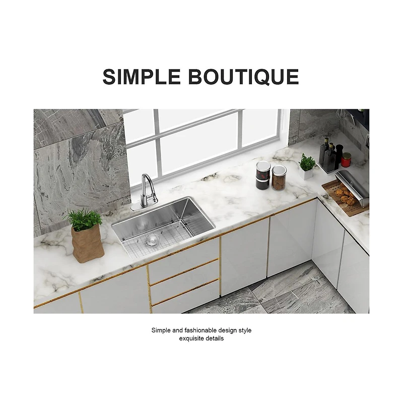 flynama huluwat Undermount Kitchen Sink Stainless Steel Single Bowl 16 Gauge Deep Basin