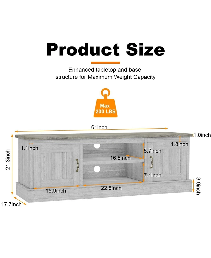 gaomon Farmhouse Rustic Wood Tv Stand for 65 Inch TVs, Entertainment Center with Storage Cabinets Modern Console