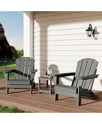 gaomon Adirondack Chair Set w/ 2-Tier Side Table - Hdpe 380 Lbs All-Weather Wood Texture - Patio/Deck/Pool/Backyard