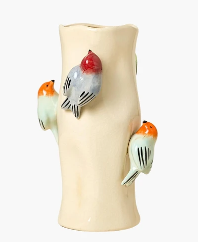 Uncommon Goods Birds on Log Ceramic Vase