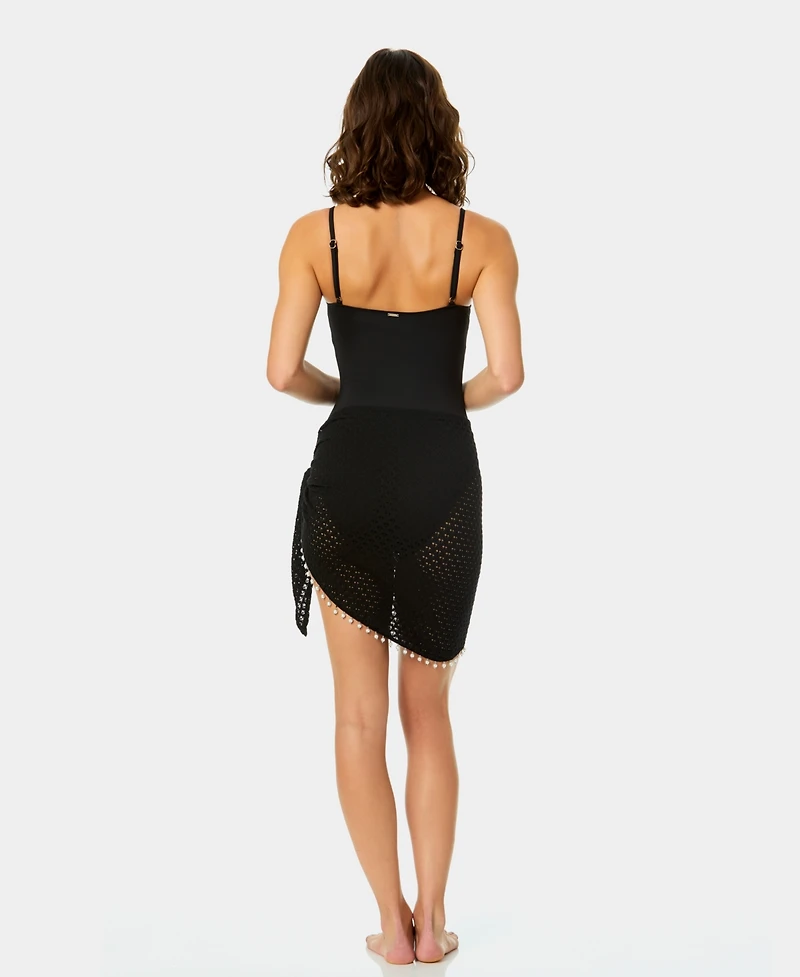 CeCe Women's Crochet Side Tie Cover-Up Skirt