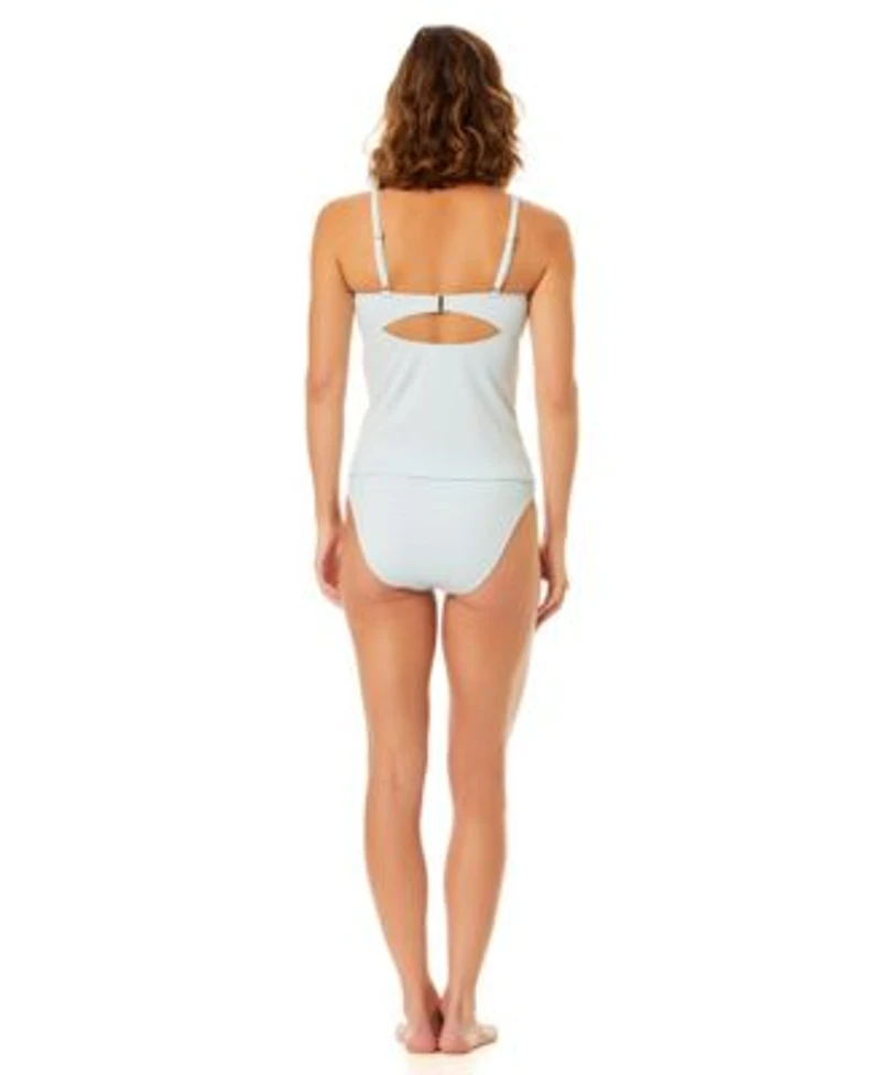 Cece Womens Keyhole Over The Shoulder Tankini Top Full Coverage Mid Rise Bottoms