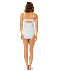 Cece Womens Keyhole Over The Shoulder Tankini Top Full Coverage Mid Rise Bottoms