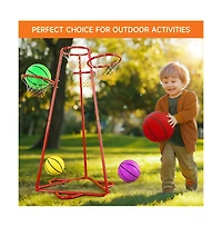 Bruce & Shark 4-Hoop Kids Basketball Set, Multi-Height Fixed Hoops for Family & Group Play