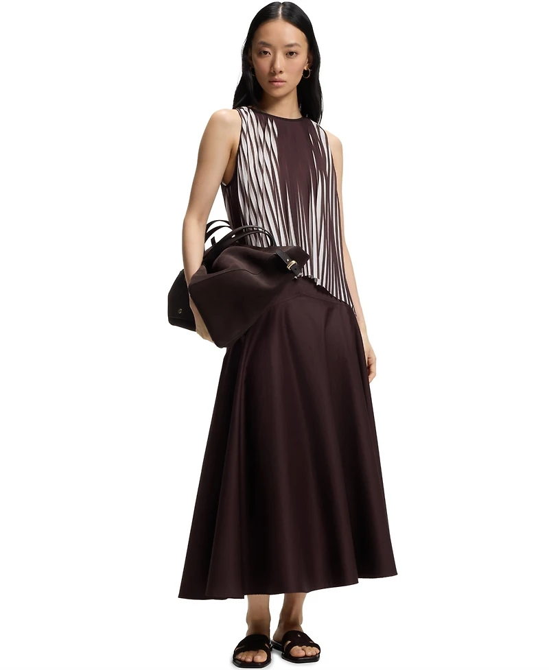 Boss by Hugo Women's Two-Tone Plisse Pleat A-Line Top