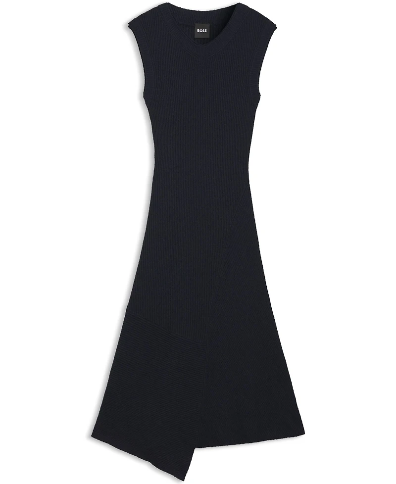 Boss by Hugo Women's Boucle Yarn Slim-Fit Ribbed Dress