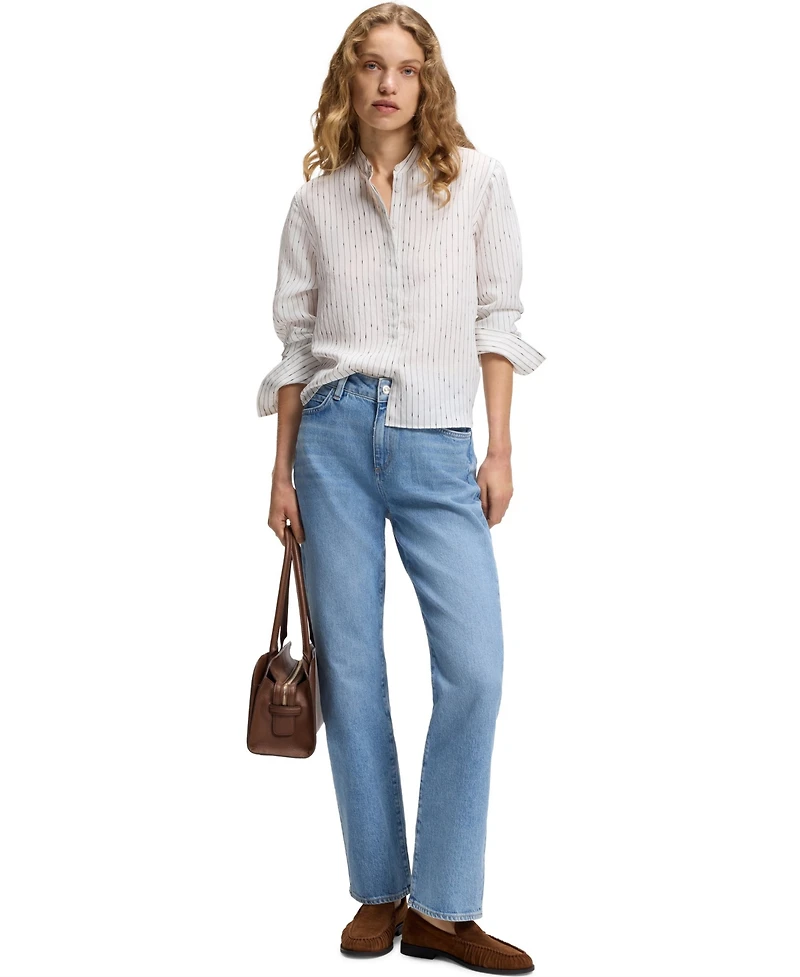 Boss by Hugo Women's Broken Stripe Regular-Fit Blouse