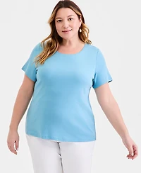 Style & Co Women's Plus Short-Sleeve Scoop-Neck Top