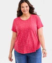 Style & Co Plus Perfect Short-Sleeve Open-Crewneck T-Shirt, Macy's Exclusive