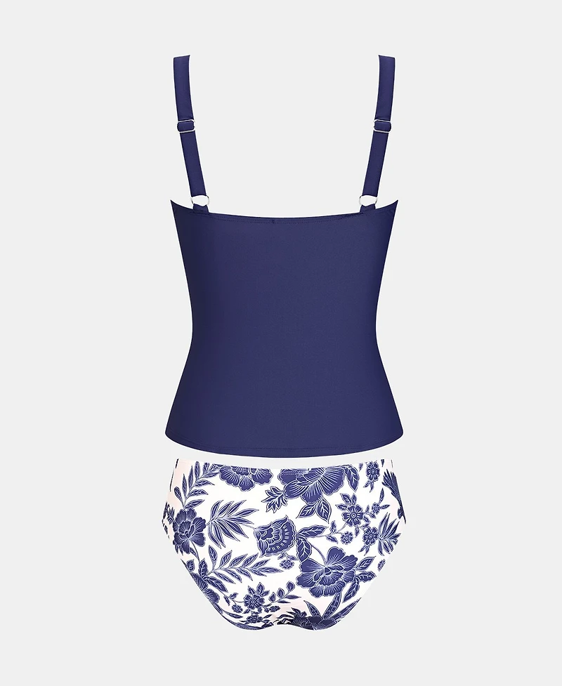 Cupshe Women's Twisted V-Neck Ruched Front Tankini Set