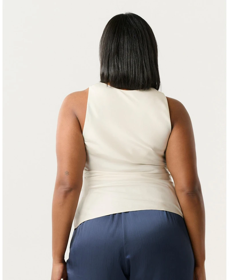 Estelle Plus Tahni Cowl Neck Satin Tank Top