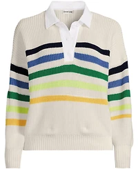 Lands' End Plus Drifter Rugby with Woven Collar Sweater