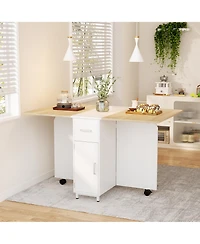 Folding Dining Table with Drawers and Cabinets