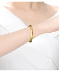 Sterling Silver 14K Gold Plated Omega Bracelet-Unisex