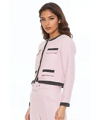 Alexia Admor Women's Rose Tweed Crewneck Sweater Jacket