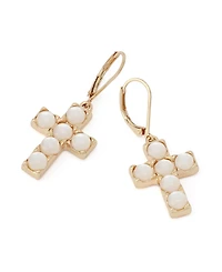 Robert Lee Morris Soho Mother of Pearl Cross Drop Earrings
