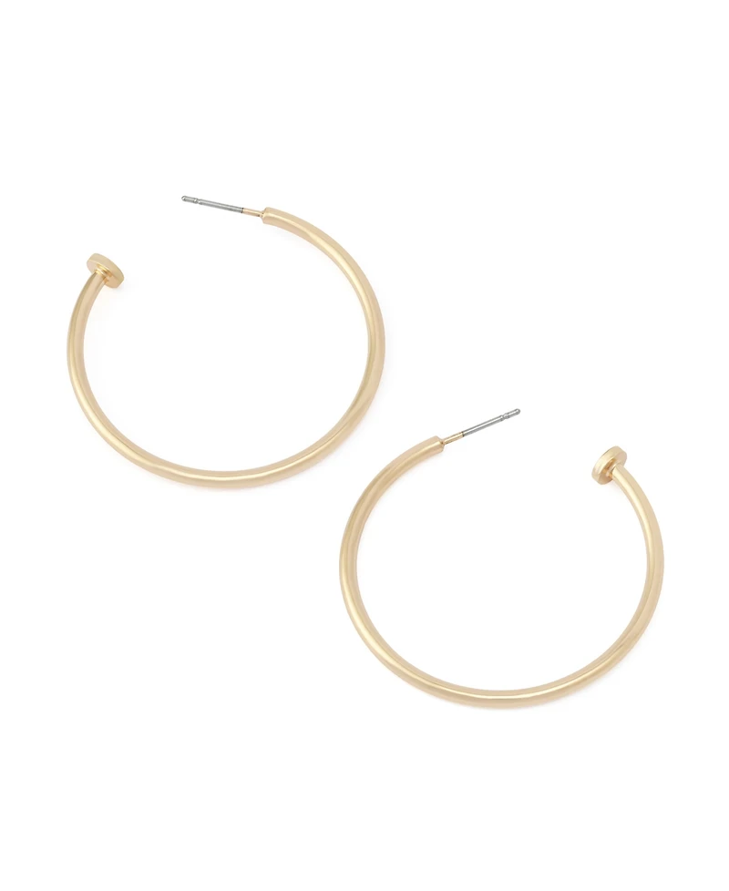 Robert Lee Morris Soho Silver Minimal Medium Hoop Earrings