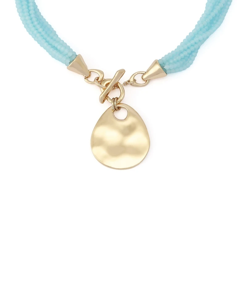 Robert Lee Morris Soho Faux Stone Disc Pendant Seed Bead Necklace