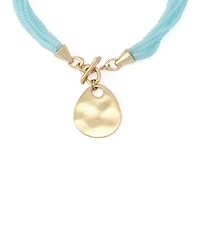 Robert Lee Morris Soho Faux Stone Disc Pendant Seed Bead Necklace