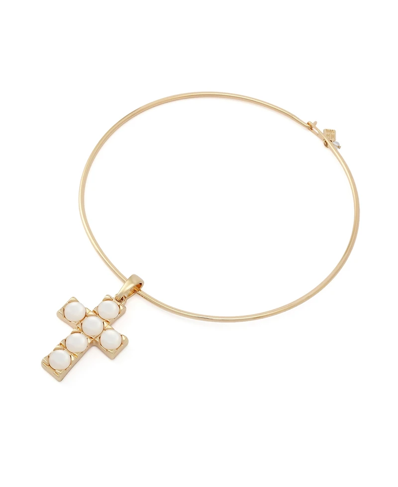 Robert Lee Morris Soho Mother of Pearl Cross Pendant Wire Necklace