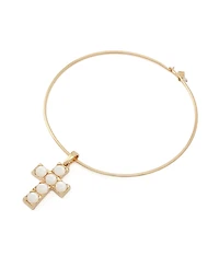 Robert Lee Morris Soho Mother of Pearl Cross Pendant Wire Necklace