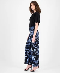 Anne Klein Women's Printed High-Rise Wide-Leg Pants