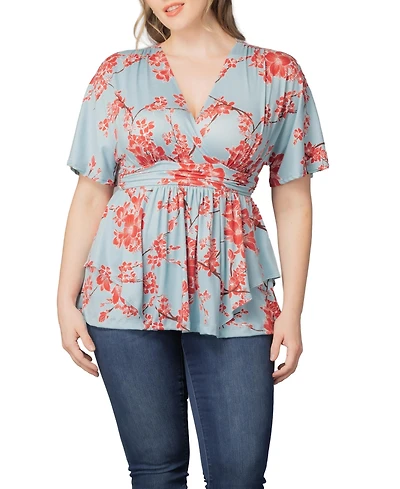 Kiyonna Plus Encore Short Sleeve Printed Top
