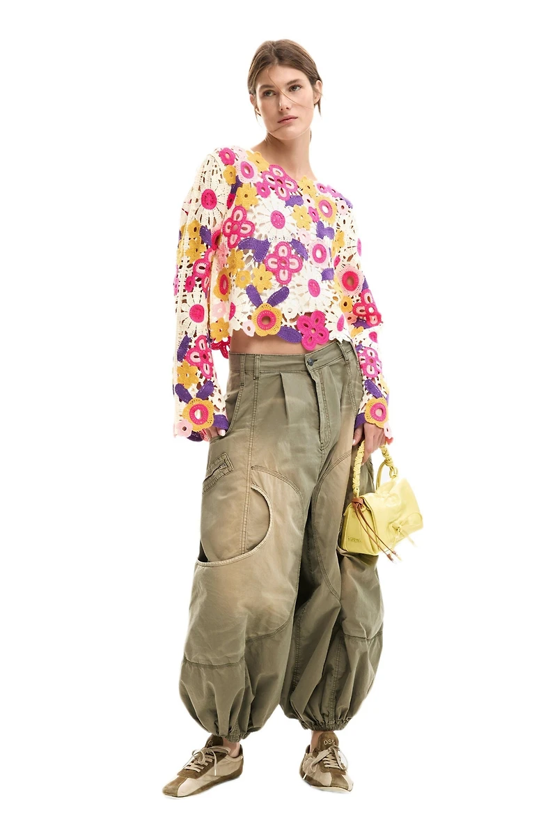 Desigual Women's Multicolor Crochet Sweater