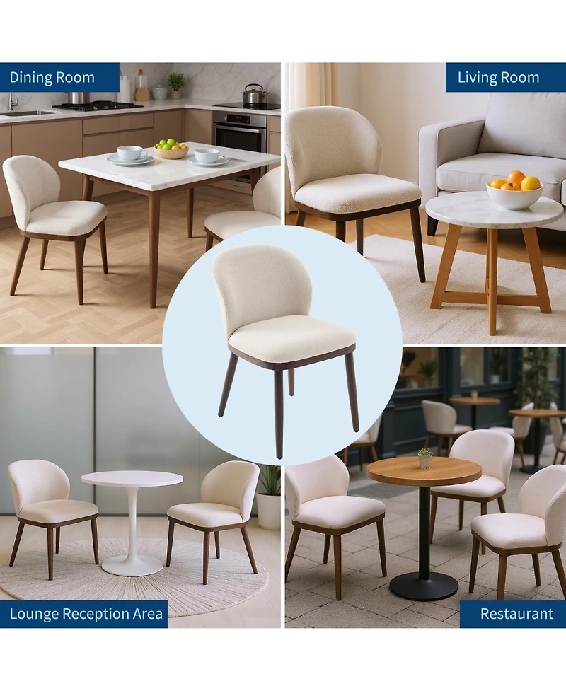 gaomon Set of 2 Upholstered Fabric Dining Accent Chairs, Comfortable Seat & Solid Wood Legs for Kitchen & Dining Room