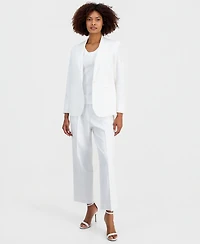 Anne Klein Women's Linen-Blend Pull-On Wide-Leg Ankle Pants