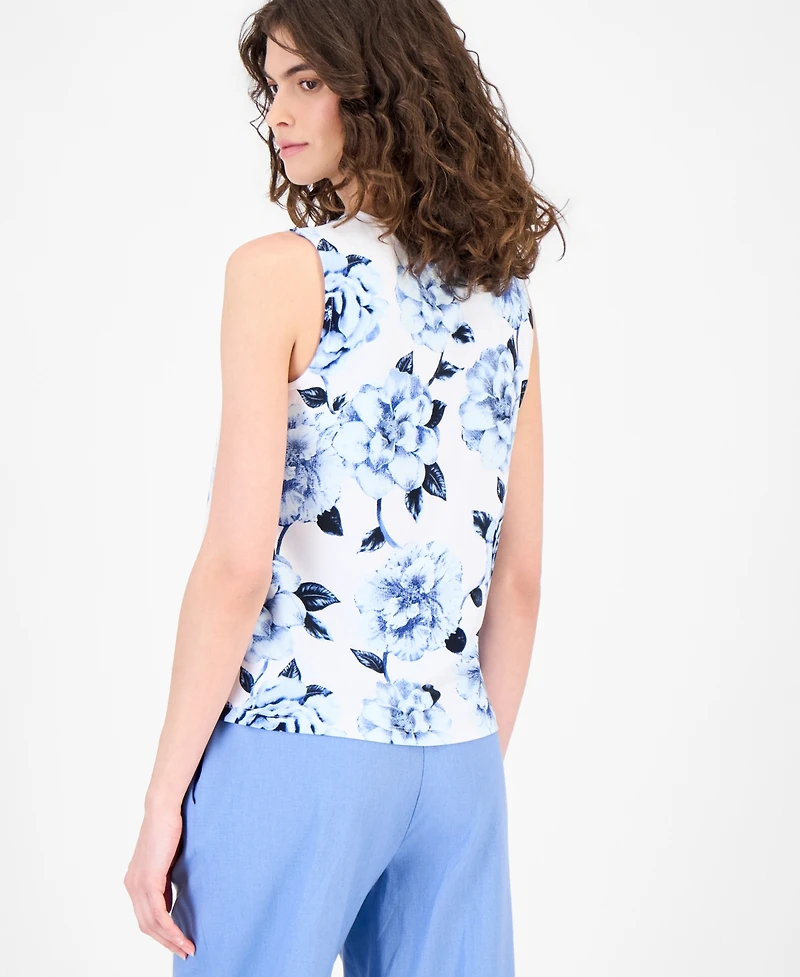 Anne Klein Women's Sleeveless Asymmetric Pleated Top