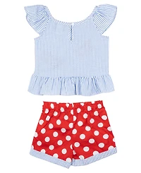 Rare Editions Girls' 2T-6X Crab Applique Top and Polka Dots Shorts, 2-Piece Set