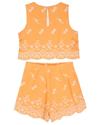 Rare Editions Girls' 7-16 Embroidered Eyelet Top and Shorts, 2-Piece Set