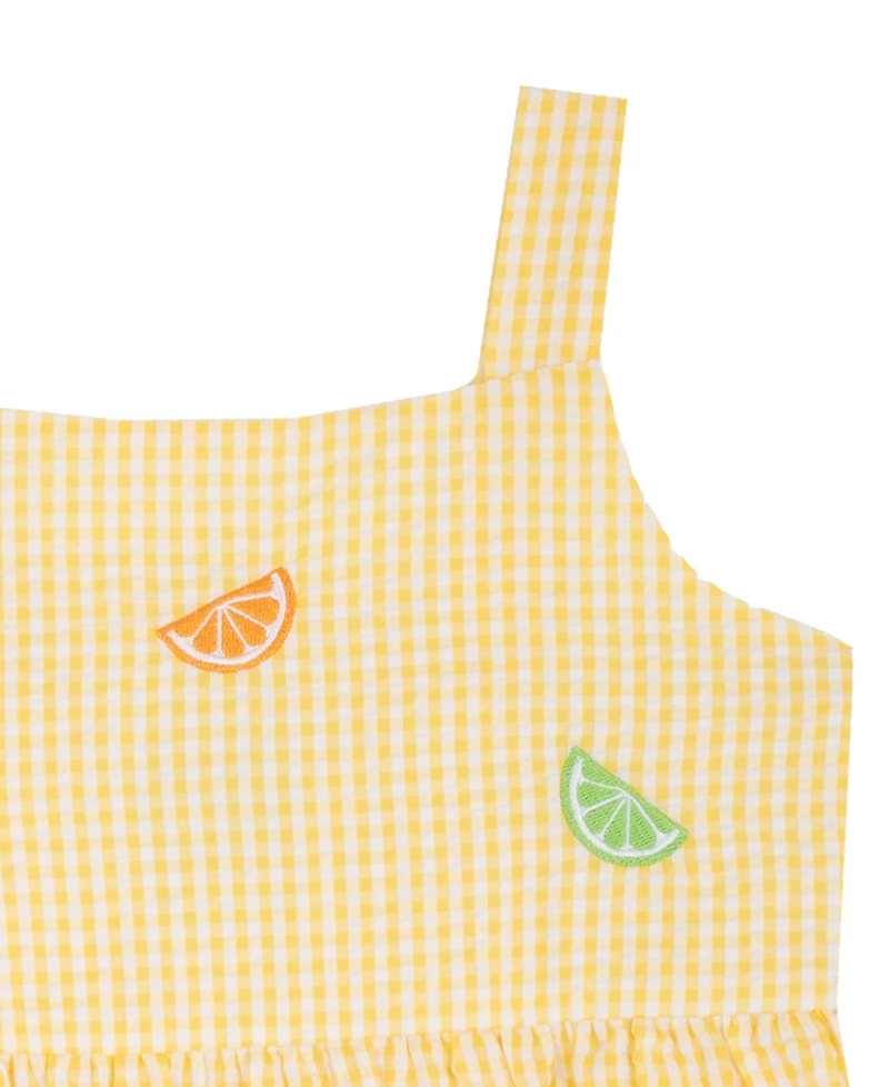 Rare Editions Girls' 2T-6X Embroidered Dress and Lemon Slice Purse