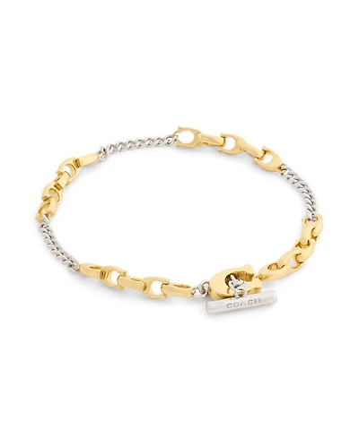 Coach Two-Tone Signature C Mixed Chain Bracelet