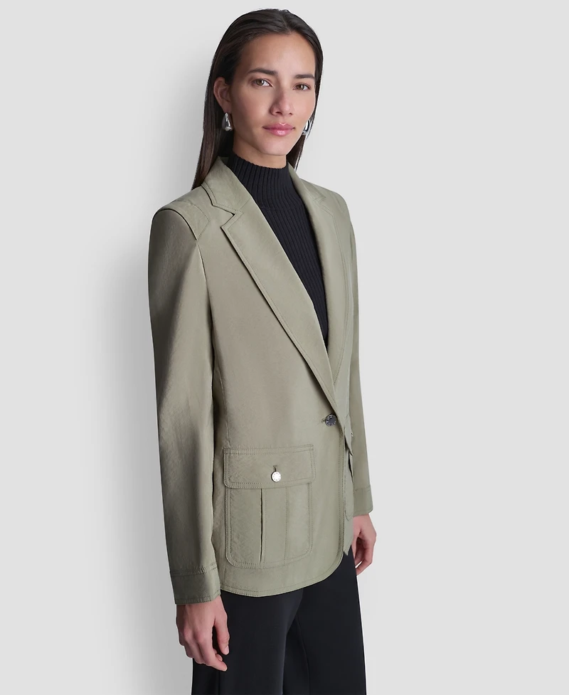 Dkny Women's Peak Lapel Collar Sueded Fuji Blazer