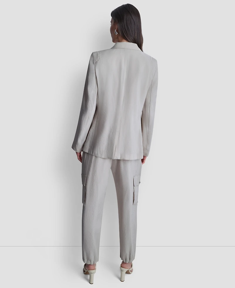 Dkny Women's Peak Lapel Collar Sueded Fuji Blazer