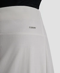 Dkny Women's Arid Pique Mini Logo Emblem Slit A-Line Skirt