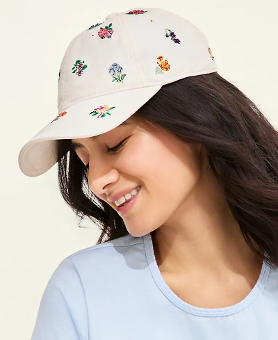 Macy's Flower Show Scattered Flower Embroidery Baseball Cap, Macy's Exclusive