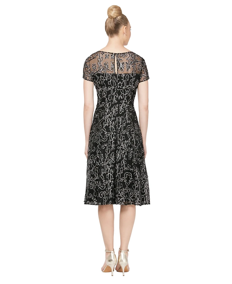 Sl Fashions Women's Embroidered Soutache Dress