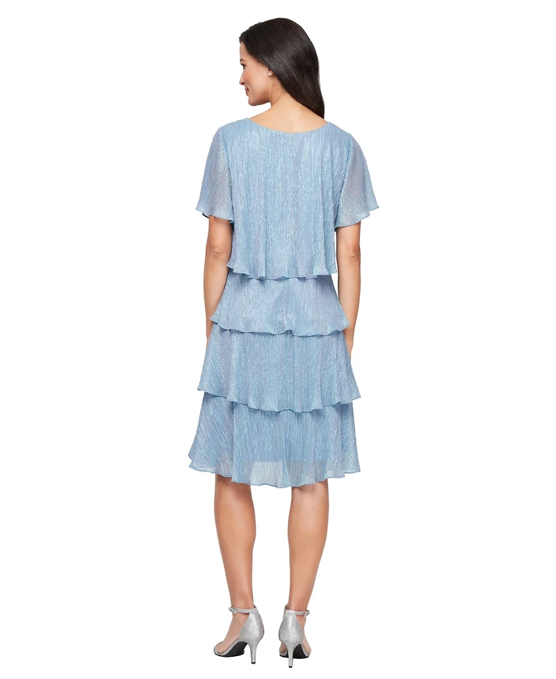 Sl Fashions Tiered Shimmer Shift Dress