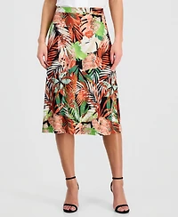 Kasper Women's Printed Pull-On Midi Skirt