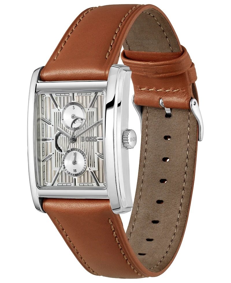 Hugo Boss Men's Principle Dress Multi Quartz Multi Brown Leather Watch, 42.5mm