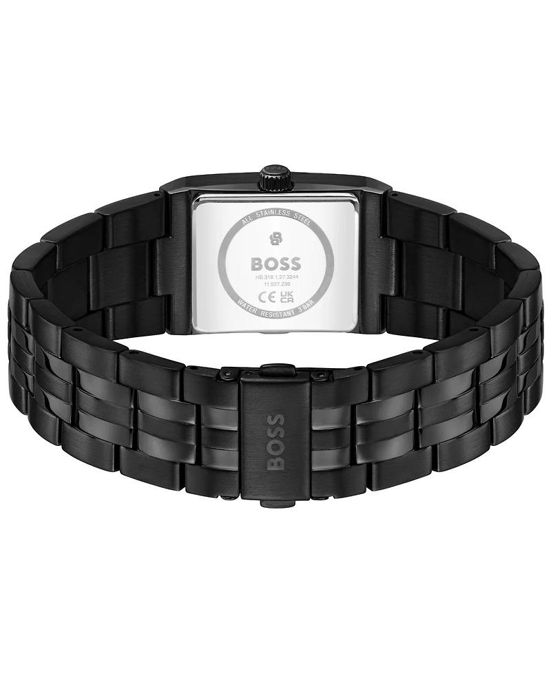 Hugo Boss Men's Strivo Quartz Ionic Plated Black Steel Watch, 25.6mm