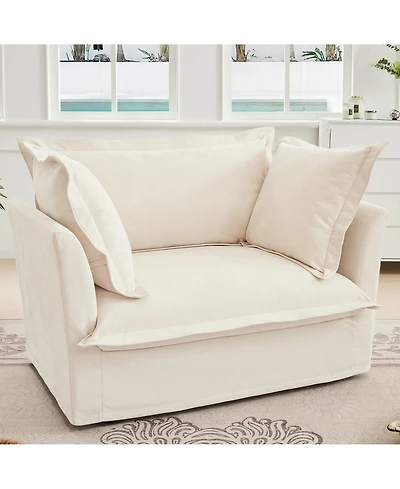 Boyel Living Chenille Slip-Covered Armchair with Removable Cushions, Single Seat Couch Sofa, Deep Seat & 2 Large Pillows