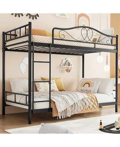 gaomon Twin Over Twin Metal Bunk Bed with Ladder & Full Guardrails, Heavy-Duty, Space-Saving, 400 lb Capacity, Noise-Free