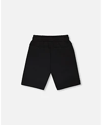 Deux par Deux Big Boys French Terry Shorts with Cross Seams Black