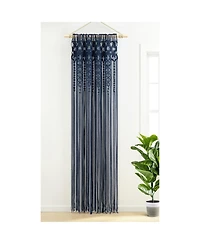 Lush Decor Boho Macrame Textured Cotton Window Curtain Panel Single 40"W x 84"L Navy